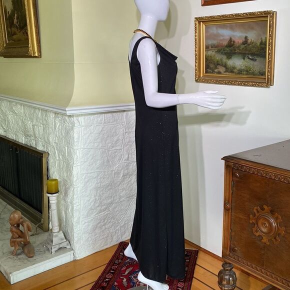 Vintage Lori M Black Evening Maxi LBD Dress - Picture 5 of 10
